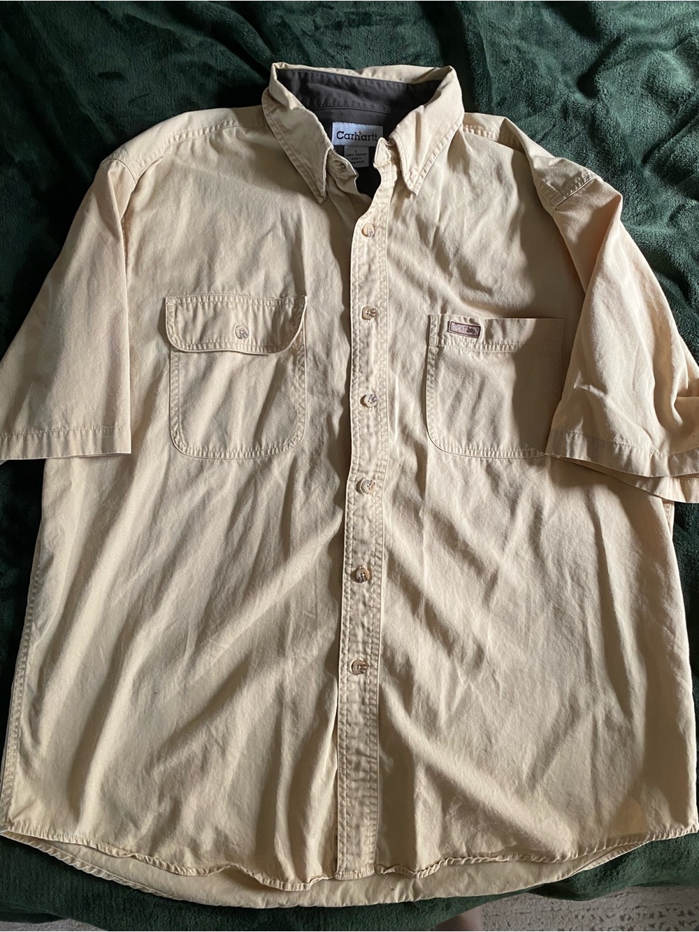 Carhartt Men’s Short Sleeve Button-Down Shirt - Light Tan - Picture 1 of 3
